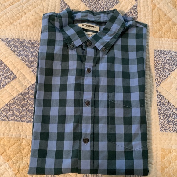 Men’s Brand New Goodthreads Poplin Button-down Shirt Size MT Slim in Blue Check. - Picture 7 of 10